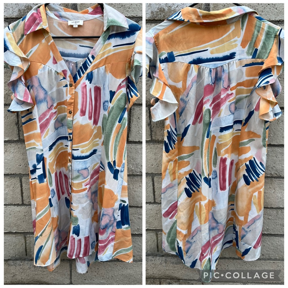 Umgee Multicolor Abstract Print shirt dress